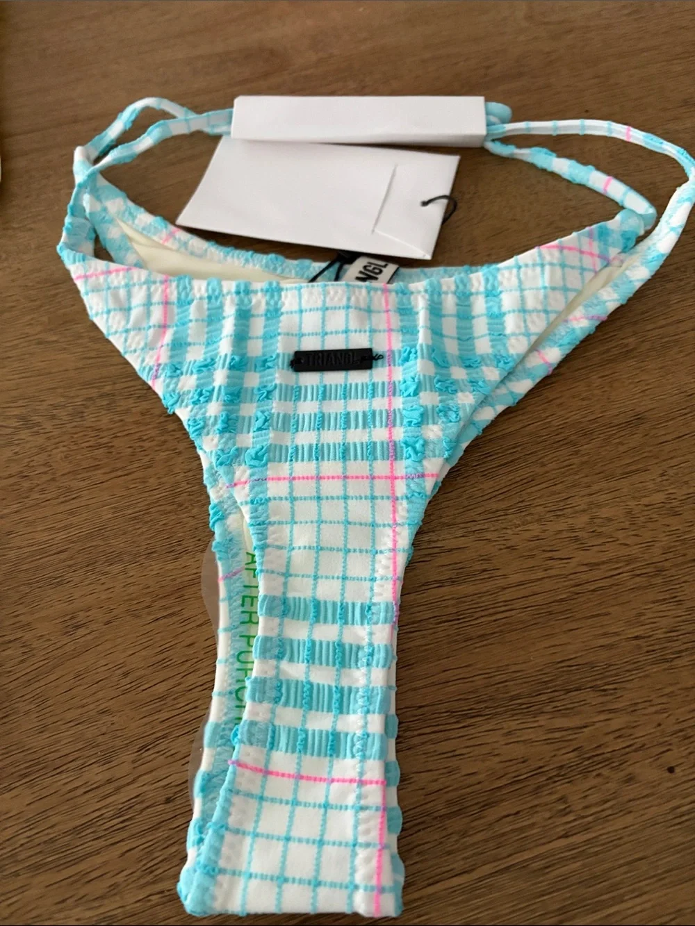 New Triangl VINCA - BLUE BLOSS CHECK TRIANGLE BIKINI SET